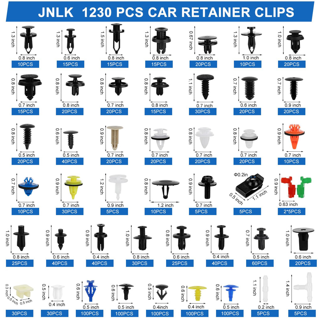 1365Pcs Car Push Retainer Clips Body Clips Plastic Fasteners Kit Fender Rivet Clips 44 Most Popular Sizes Nylon Auto Push Pin Rivets Set for Toyota GM Ford Honda Acura Chrysler,Blue