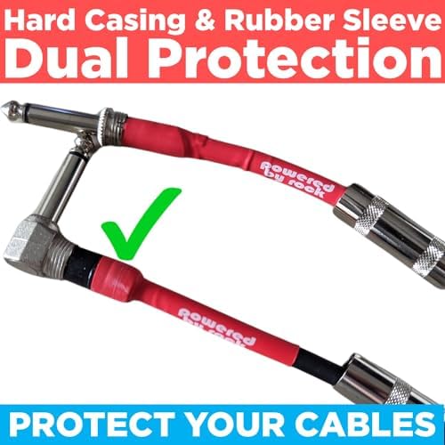 15ft Guitar Cable for Electric Guitar & Bass - Crystal Clear Instrument Cable & Tangle Free - 1/4 Inch Male to Male Inputs with a Right Angle Jack On One End to Secure Your Amp Cord