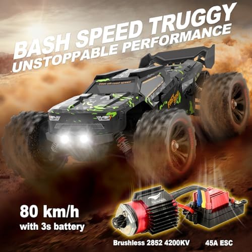1/14 Brushless RC Cars for Adults Fast 50+ mph, RC Trucks 4x4 Offroad Waterproof, Electric Powered High Speed Remote Control Car, Scary Fast Extreme RC Truggy with 3S Battery for Snow Sand