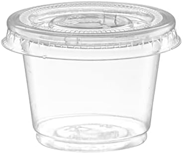 (1 oz - 200 Sets) Clear Diposable Plastic Portion Cups With Lids, Small Mini Containers For Portion Controll, Jello Shots, Meal Prep, Sauce Cups,Condiments, Medicine,Disposable