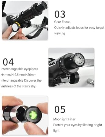 114mm Large Aperture Newtonian Reflector Telescope with Adjustable Tripod for Deep Space Observation