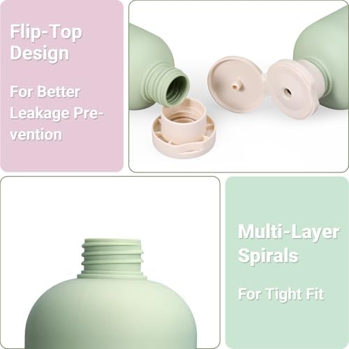 10 oz Travel Refillable Shampoo and Conditioner Bottles, Travel Bottles for Toiletries, Plastic Squeeze Bottles with Flip Cap for Lotion, Liquids (3Pcs)