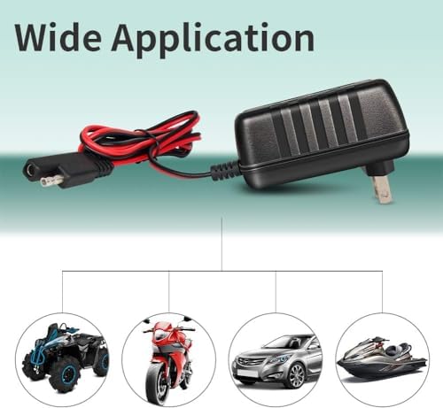 12V / 6V Battery Trickle Charger Maintainer, 1.5A Automatic Smart Float Charger Battery Charger for Motorcycle Lawn Mower Car Boat Tractor ATV, SLA VRLA Gel Cell AGM Lead Acid Batteries