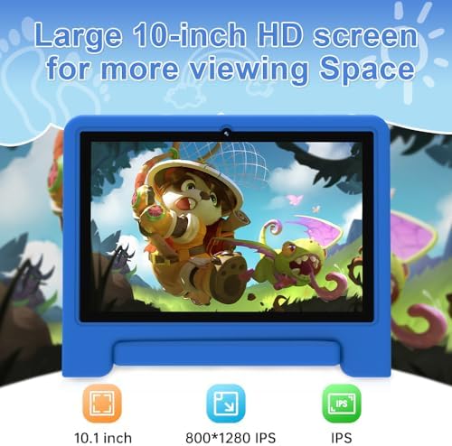 10" Android 13 Kids Tablet, 32GB with Quad-core Processor, Expandable Memory to 128GB, Support WiFi 6 & Bluetooth 5.0, 5000 mAh Battery,Parental Control App(Blue).