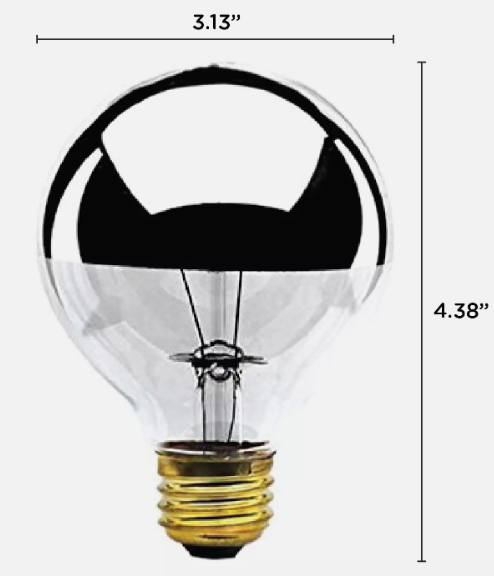12 Pack Bulbrite 712334 Half Chrome Globe Bulbs 40W G25 Medium E26 Warm White