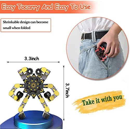12 Pack Funny Sensory Fidget Toys,Deformable Chain DIY Robot Spinners Fingertip Stress Relief Gyro Toy Birthday Gifts Goodie Bag Easter Basket Stuffers Classroom Prizes Party Favors for Kids Adults