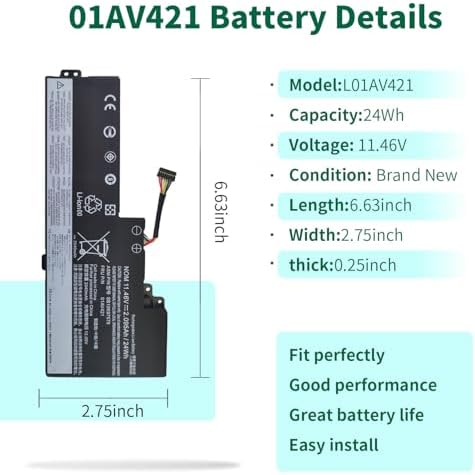 01AV421 T480 T480 T580 Internal Battery Replacement for Lenovo ThinkPad T470 T480 T580 A475 A485 TP25 Series Notebook, for Lenovo Laptop Thinkpad Battery 01AV419 01AV489 01AV420 SB10K97577 SB10K97578