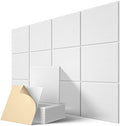 12 Pack Self-Adhesive Acoustic Panels, 12" X 12" X 0.4" High-Density Polyester Sound Proof Panels for Walls, Soundproof Wall Panels for Home & Office (White)