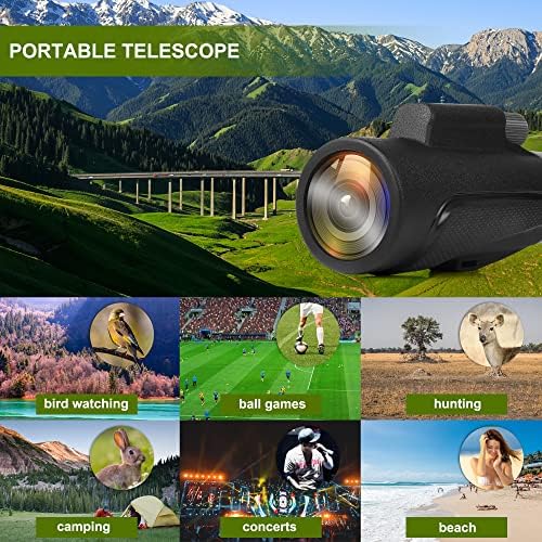 12x55 HD Monocular Telescope with Smartphone Holder, 2023 Waterproof Monocular, Lightweight Monocular for Bird Watching Hunting Camping Travel Star Watching (DarkBlack)