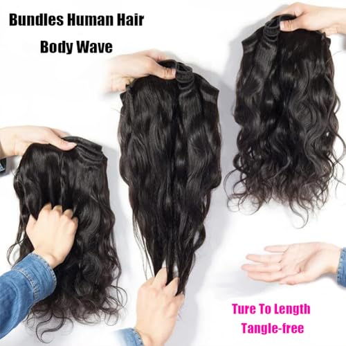 12A Human Hair Bundles 24 26 28 30 Inch Body Wave Bundles Human Hair 100% Unprocessed Brazilian Virgin Hair 4 Bundles Deals Human Hair Quick Weave Bundles Human Hair Extension Natural Black