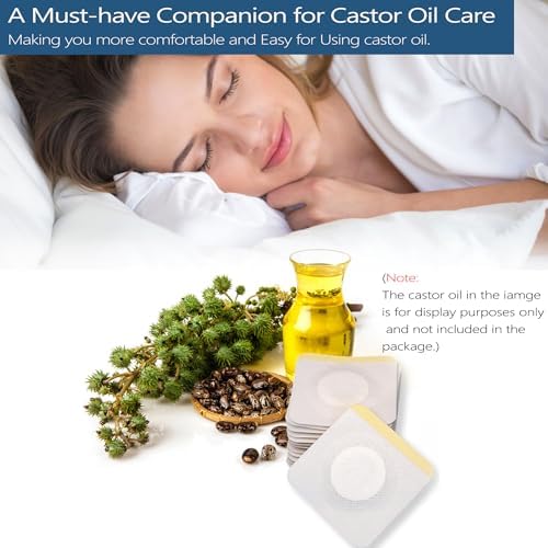 12Pcs Hypoallergenic Castor Oil Pack Wrap for Belly Button, 3.2 x 3.2 inches Disposable, Self-Adhesive, and Highly Absorbent Castor Oil Wraps Patch Pads - White