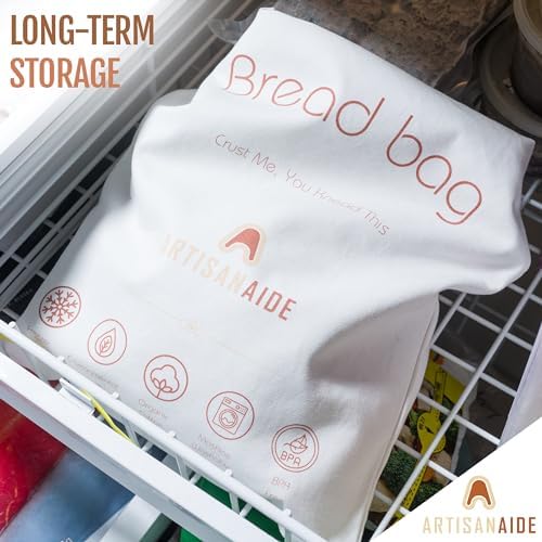 1 Pack Baguette Bag, Baguette Storage, Reusable Bread Bags for Homemade Bread, Buckle Closure, Machine Washable, Freezer Safe, BPA Free, Sourdough bread baking supplies