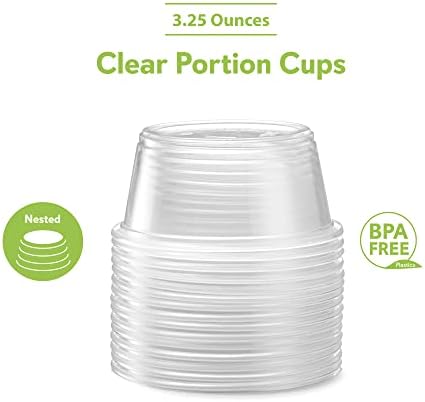 (3.25 oz - 200 Cups) Clear Disposable Plastic Portion Cups No Lids, Small Containers For Portion Controll, Jello Shots, Meal Prep, Sauce Cups, Slime, Condiments, Medicine, Dressings,