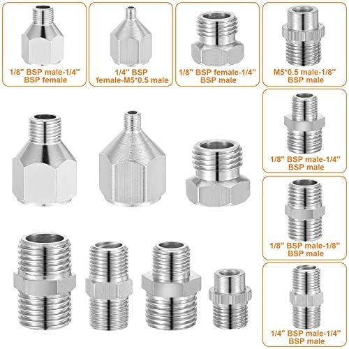 14 Pieces Airbrush Adapter Set Airbrush Quick Release Coupling Disconnect Adapter Kit Airbrush Quick Release Disconnect Fitting Connector Set Female Connectors for Air Compressor and Airbrush Hose
