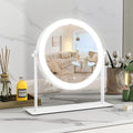10"x10" Lighted Makeup Mirror, Vanity Mirror with Lights, Dimmable Touch Screen, Light up Mirror, Portable Travel Mirror, Cosmetic Mirror for Makeup Desk, 360° Rotation, White