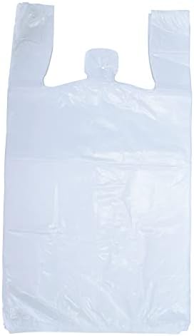 100 Large Plastic Grocery T-Shirt Bags - Plain White 12" x 6" x 21" by JA Kitchens