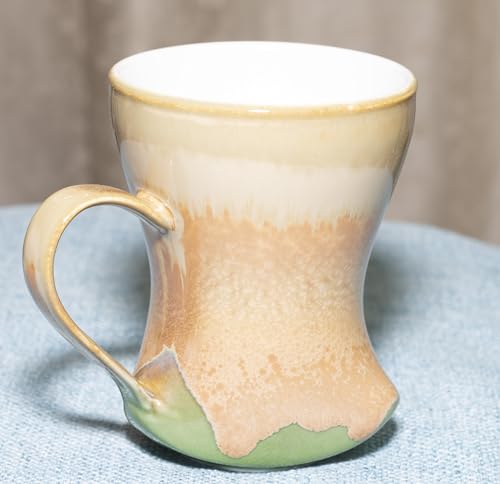 12Oz Color Glazed Ceramic Coffee Mug,Cool Cup With Handle Suitable for Office and Home,Drinking Coffee, Tea, Cocoa and Milk Lead cadmium free, Dishwasher Microwave Safe (Grey yellow)