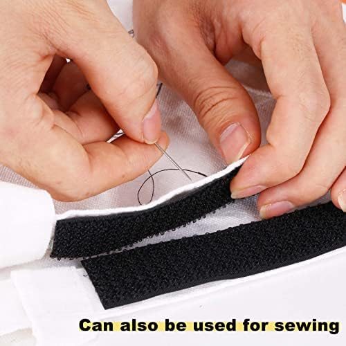 1"x32ft Hook and Loop Straps with 50 Metal Buckles, Adjustable Fastening Cable Straps, Cut-to-Length Cinch Strap, Reusable Nylon Securing Cord Ties for Organizer or Storage, 1 inch Wide, Black