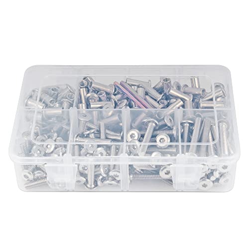 100 Sets M6 Binding Screws Posts Countersunk Rivet Socket Cap - Silver 304 Stainless Steel Hex Connecting Bolts Cap for Baby Bed Furniture, Leather Saddles Purses Belt Repair (M6 Set)