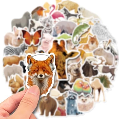 100Pcs Cute Animal Stickers Pack, Vinyl Stickers for Water Bottle, Laptop, Journal, Scrapbook, Computer, Hydroflask, Skateboard, Notebook, Kawaii Cartoon Animal Stickers for Kids Adults