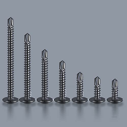 (150Pcs)#8×1-1/4” for Sheet Metal Self-Tapping Screws 410 Black Stainless Steel Truss Head High-Strength Quick Tapping