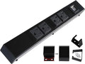 12" Hardwired Power Strip (NO Power Cord), 4 Tamper Resistant Outlets (NEMA 5-15R - NOT 20Amp), NO Ears (Without mounting tabs on Both Ends), USB, Black