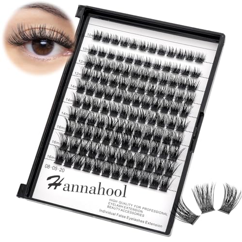 10Rows Mixed 10-12-14-16mm /8-10-12-14mm Individual False Eyelashes D Curl Wide Stem Dramatic Black Makeup Cluster Eyelashes Natural Volume Eye Lashes Extensions (HD-lashes kit-10-12-14-16MM Mixed)