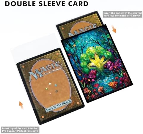 100 MTG Card Sleeves with 100 Inner Sleeves, Textured Back Art Sleeves, Fit Standard Size Cards - Forest