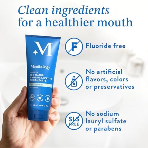 10% Nano Hydroxyapatite Toothpaste (Fluoride Free), Natural, Remineralizing, Whitening, Sensitive Teeth, SLS Free, Xylitol Nano-Hydroxyapatite Toothpaste for Adults, Mint 4oz (USA Made)