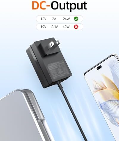12V 2A [UL Listed] Charger for Gateway Laptop Model GWTC116-2BL GWTN156-11BK SAW30A-120-2000U GWTC116-2BK GWNC21524-BL GWTN141-1BL GWTN141-1BK GWTN141-5BL GWTN141-5BK GWTC116 GWTN116 GWTN141 GWTN156
