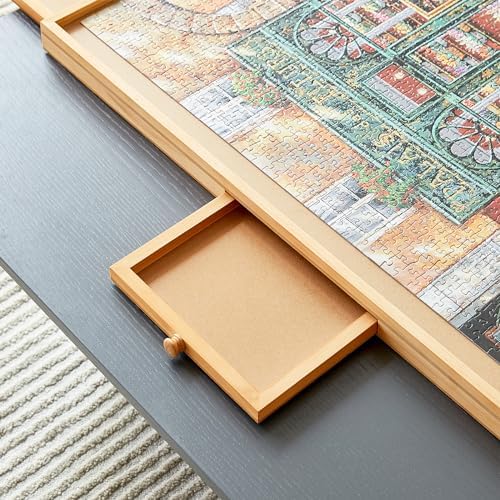 1000 Piece Puzzle Board with Drawers, 21" x 29.8", Portable Wooden Jigsaw Puzzle Table, Suitable for Adults, Used for Puzzle Storage and Sorting, Gifts for Friends and Family