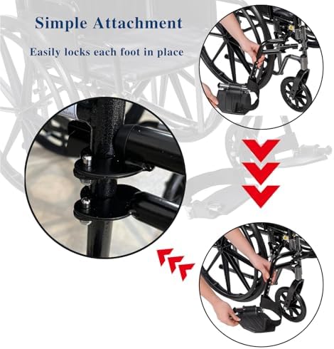 (1Pair) Wheelchair Replacement Footrests,Wheelchair Replacement Parts,Wheelchair Swivel Footrests for Standard Wheelchairs,Black