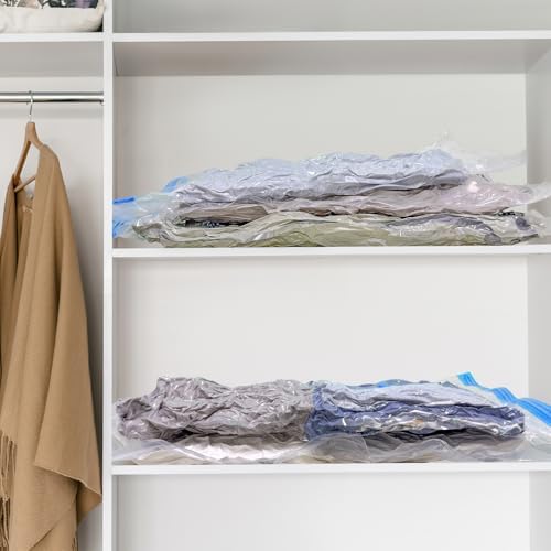 10 Pack Large Vacuum Storage Bags with Hand Pump, 80% Storage Space Saving, Sturdy Leak-Free Space Saver Vacuum Seal Bags for Clothing, Vacuum Compression Bags for Travel Lugggage