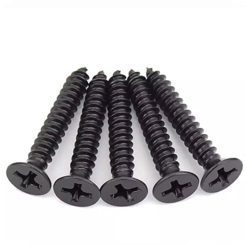#8 X 3/8 Black Flat Head Sheet Metal Screws Phillips Drive Wood Screws, 304 Stainless Steel 18-8 Black Coating, Pack of 100