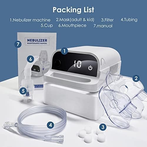 02 Smart Nebulizer, Intelligent Digital Display Nebulizer Machine for Adults and Kids,Low Noise Compression Nebulizer for Breathing Problems,Desktop Jet Nebulizer for Home Use