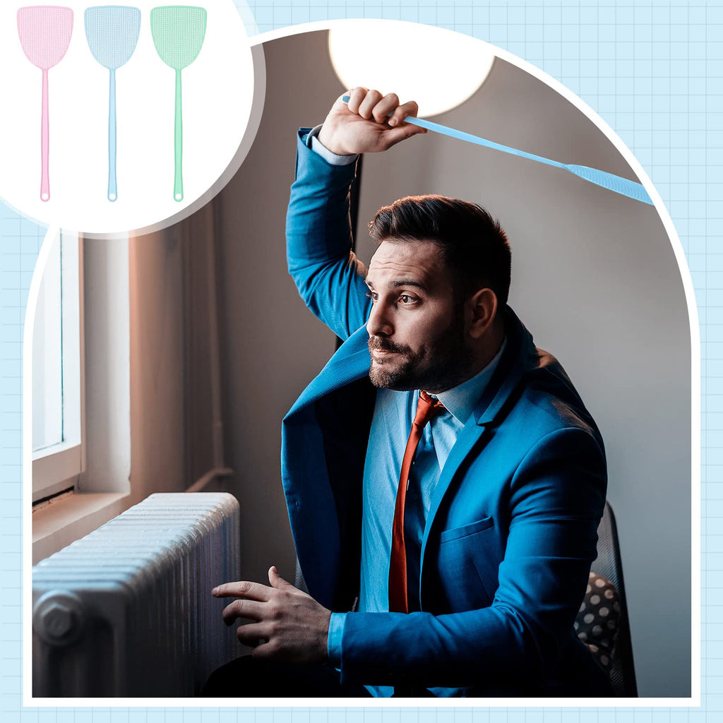 100 Pieces Fly Swatter Plastic Fly Swatters Heavy Duty Colorful Strong Flexible Manual Fly Swat Set Strong Durable Flexible Long Handle Manual Swat Flies and Mosquitoes Striking Fly Swatters Set