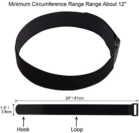 1.5 x 24 Inch Hook and Loop Cable Tie, 12 Pack Heavy Duty Adjustable Fastening Adhesive Cinch Strap with Plastic D-ring Buckle, Multi-Purpose Reusable Cord Organizer by Cacturism