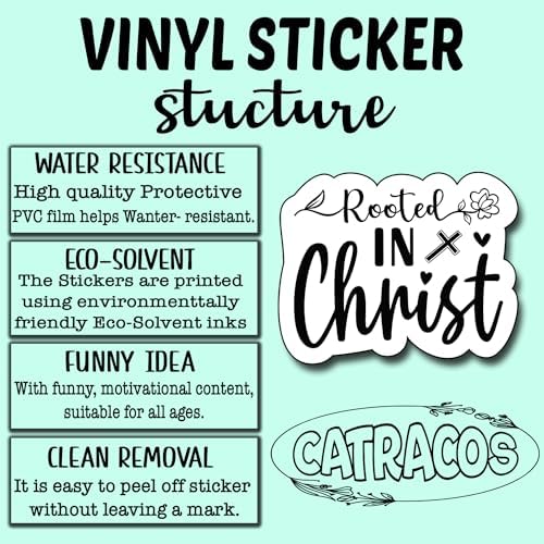 (3Pcs) Rooted in Christ Sticker, Sticker Gifts Decorate Books, Laptops, Water Bottles Kindles Stickers, Phones Tumbler Sticker - Waterproof Vinyl 3" Inch