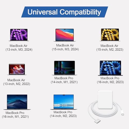 140W USB-c Power Adapter Charger for Mac Book Pro 14 16 inch 2021 2023 M1 M2, Mac Book Air 13 15 inch M2 M3 2022 2023 2024, 6.6 FT Braided Magnetic USB-c to Mag 3 Cable LED Indicator