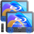 10.1'' Portable Blu Ray Player for Car with Rechargeable Battery, Dual Screen Blu Ray DVD Player Support 1080P Video, Dolby Audio, HDMI Out, Sync Screen, Last Memory, Region Free, USB/SD
