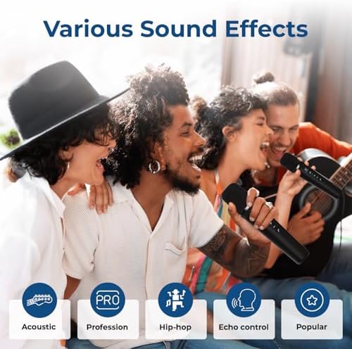 100W Powerful Voice Amplifier with 2 Wireless Microphones, Big Pro Sound Portable Speaker with Microphone, Bluetooth Speaker PA System Karaoke Machine Support BT/USB/TF Card/Aux/Guitar S99