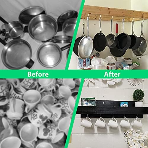 100 Pcs Ceiling Hooks for Hanging Plants, Cups, Utensils and Christmas String Lights, 1-1/4 inch Vinyl Coated Screw-in Plant and Cup Hooks for Wooden and Drywall with Anchors