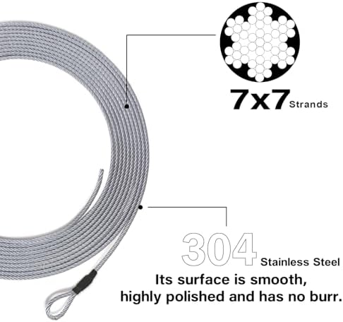 1/8" Stage Light Cables 20 Pack,23.6" Safety Cables with Carabiner Lock for DJ Light Equipments,Stainless Steel Wire Ropes,120lb Load Capacity