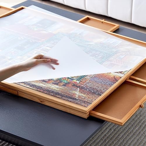 1000 Piece Puzzle Board with Drawers, 21" x 29.8", Portable Wooden Jigsaw Puzzle Table, Suitable for Adults, Used for Puzzle Storage and Sorting, Gifts for Friends and Family