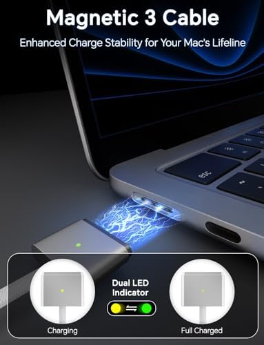 140W Charger for MacBook Pro 16 14 inch, Mac Air 15 13 inch 2024 2023 2022 2021 M3 M2 M1【Original Quality】 USB-C Fast Charger Power Adapter & 6.6FT USB C to Magnetic 3 Cable LED (UL Safety Certified)