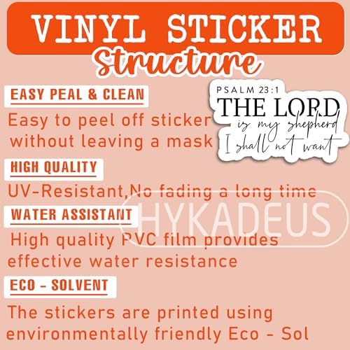 (3Pcs) Psalm 23:1 The Lord is My Shepherd Sticker, Christian Bible Scripture, Inspirational Words Stickers, Decals for Books Laptops Phones Tumblers Water Bottles, Waterproof Vinyl Size 3 x 1.8 Inch