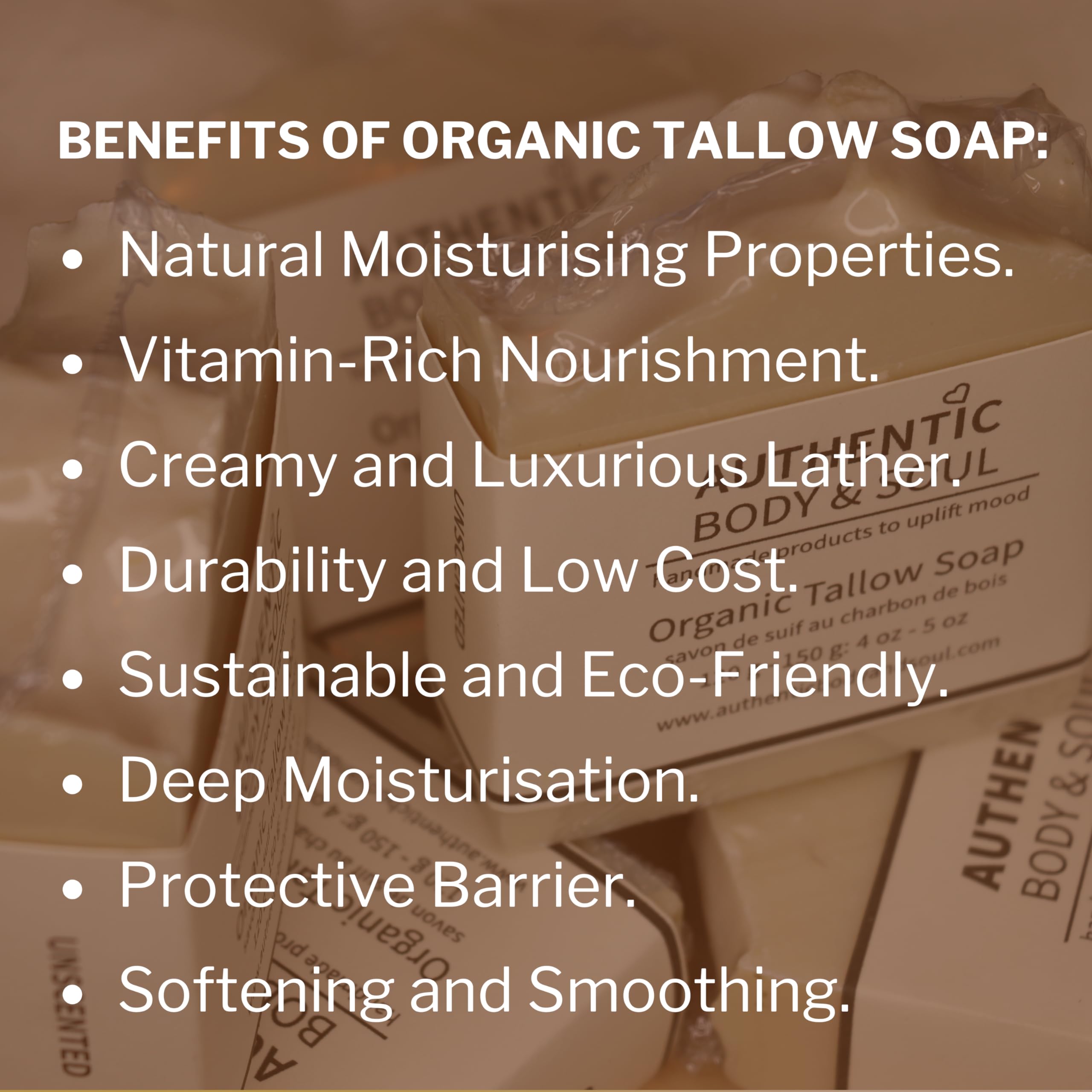 1 Ingredient Organic Tallow Soap for Sensitive Skin - 130 grams each, Pack of 2 - Premium Unscented and Fragrance Free Beef Tallow Skincare, Naturally Gentle (UNSCENTED) (2 Pack Unscented)