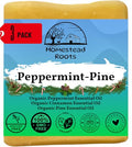 Peppermint-Pine- Grass-Fed Beef Tallow and Organic Oils - Scented with Organic Essential Oils - Artisanal Bar Soap - 3 Pack - Each Bar Unique-