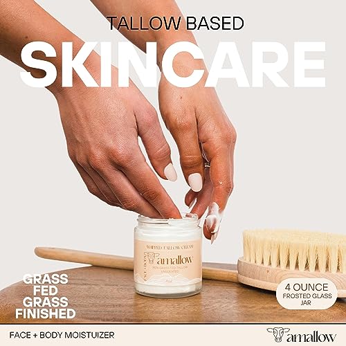 100% Grass Fed Beef Tallow for Skin Care - Face + Body - Whipped Moisturizer for Sensitive Skin - Natural Lotion, 4 FL. oz. (Unscented)