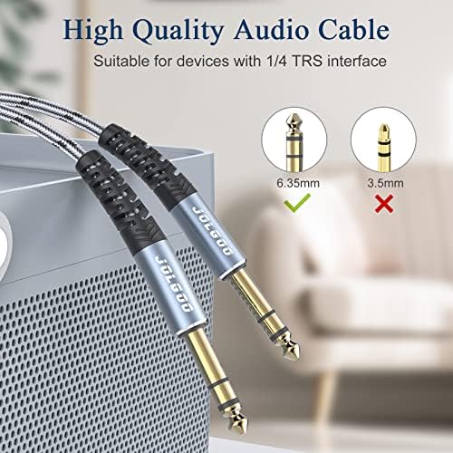 1/4 Inch TRS Instrument Cable 3.3 FT 2-Pack, Quarter inch Audio Cable, 6.35 Balanced Interconnect Line for Electric Guitar, Bass, Keyboard, Mixer, Amplifier, Speaker, Electric Mandolin